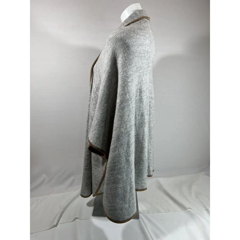 Freeway Boho‎ Shawl Womens One Size Gray Brown Contrast Trim Casual